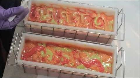 The making and cutting of Tangerine Fling Handcrafted Luxury Silk Soap