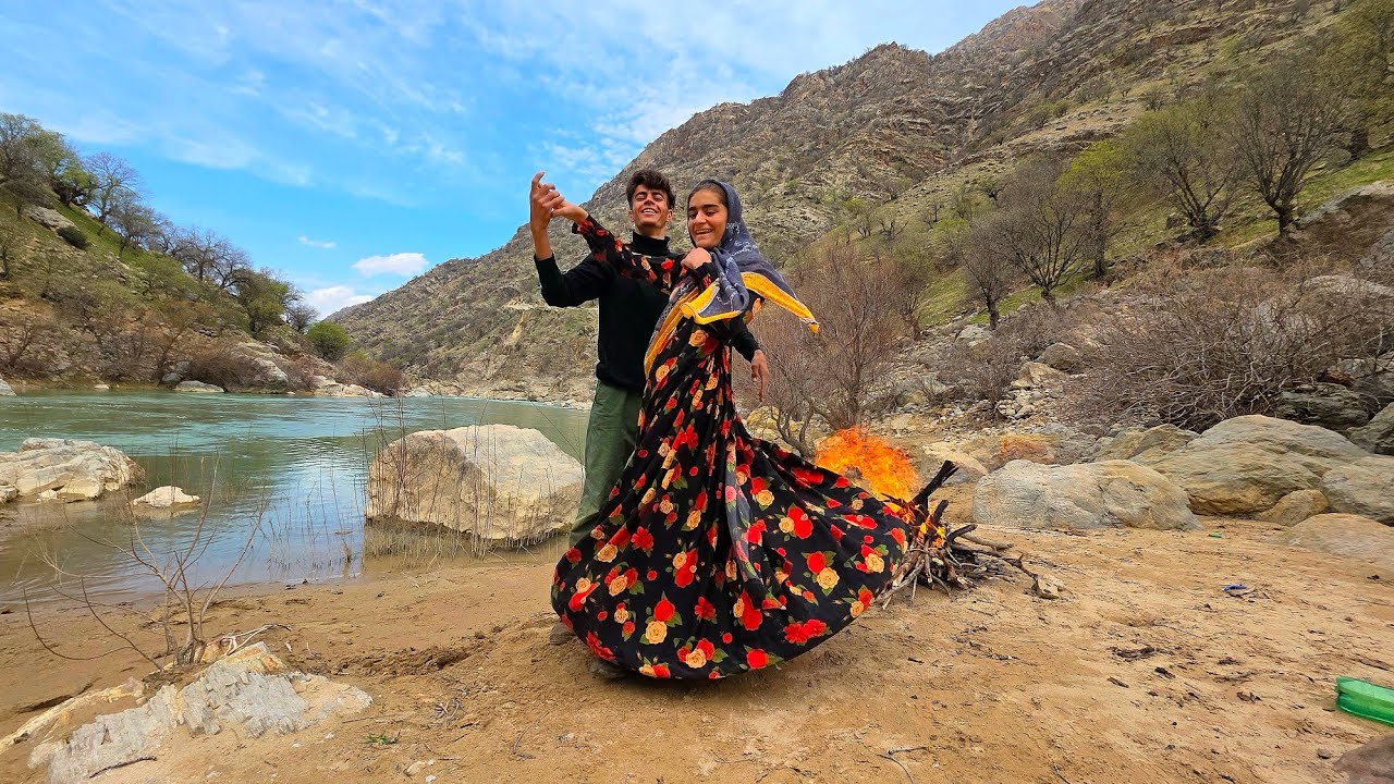 🌊 We Tried Fishing in a Dangerous Rushing River! | Mehran & Zeinab | ROSTA