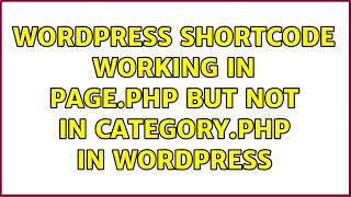 Wordpress: Shortcode working in page.php but not in category.php in wordpress