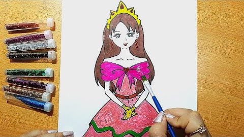 VẼ CÔNG CHÚA XINH ĐẸP VÁY HỒNG l ONG MẬT MỸ THUẬT #49