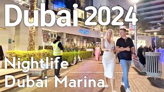 Dubai [4K] Dubai Marina Night Walking Tour 2024 🇦🇪