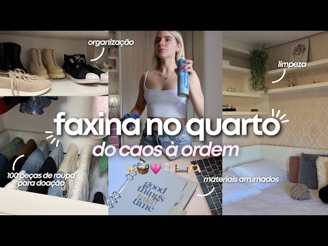 FAXINA NO QUARTO | limpeza, desapegos e MUITA organização ✨🧺