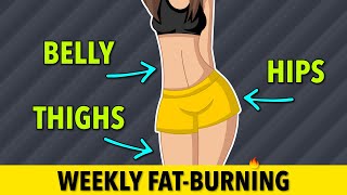 Thigh Fat + Hips Fat + Belly Fat Burning Exercises At Home
