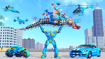 Blue Optimus Prime Dino Robot: Dino Robot Transform Game 2021 - Android Gameplay