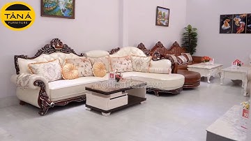 Mẫu ghế sofa Da góc L tân cổ điển cao cấp TA-L002