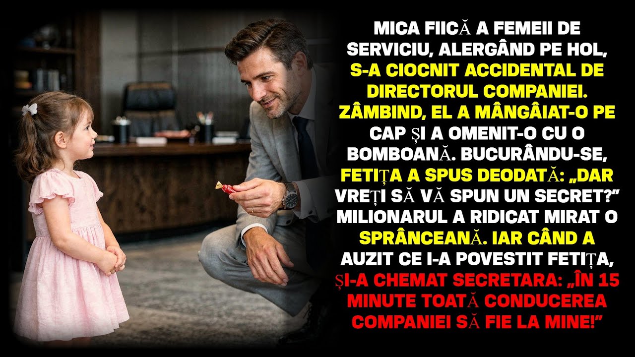 Fiica mică a femeii de serviciu, alergând prin coridor, se izbi din greșeală de directorul companiei