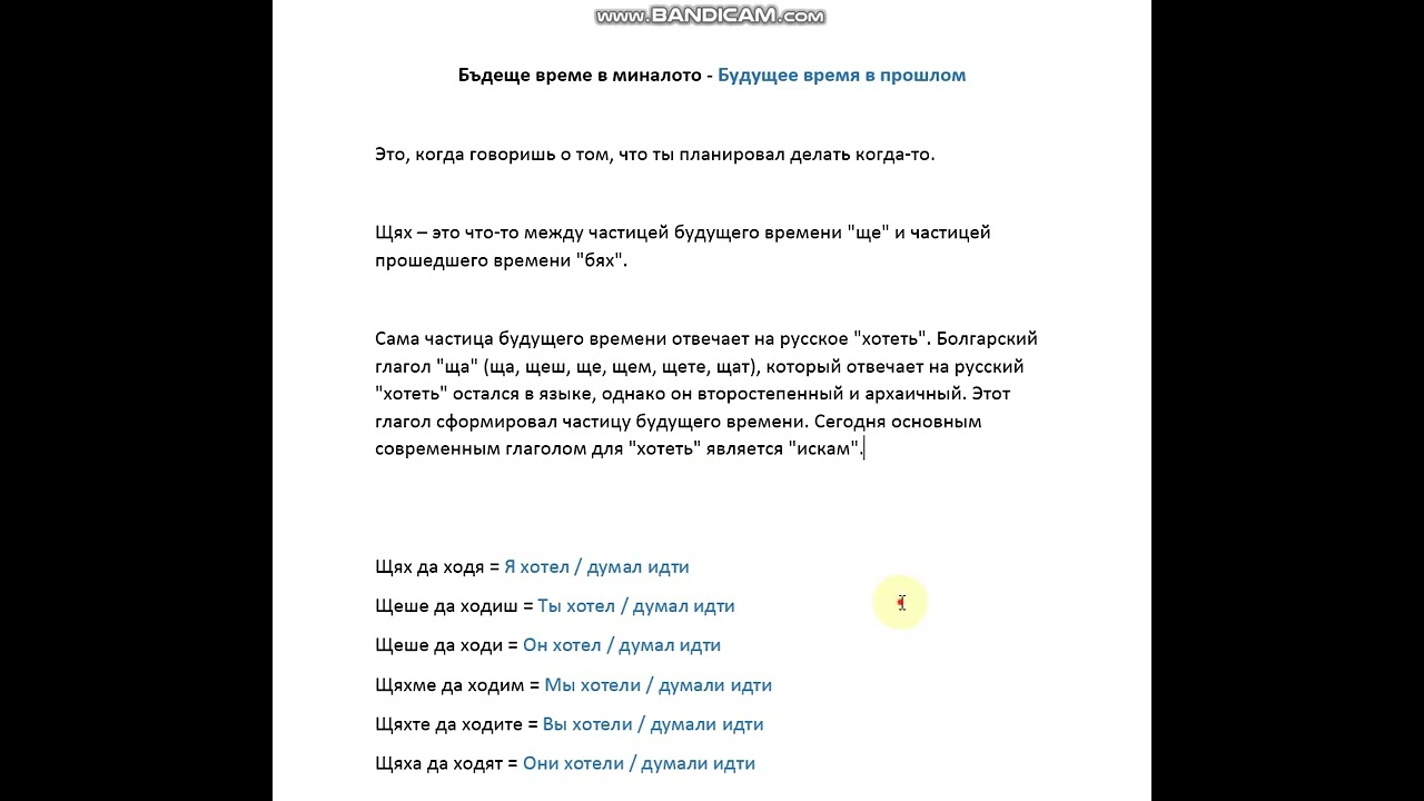 Будущее время в прошлом. Болгарский для начинающих.