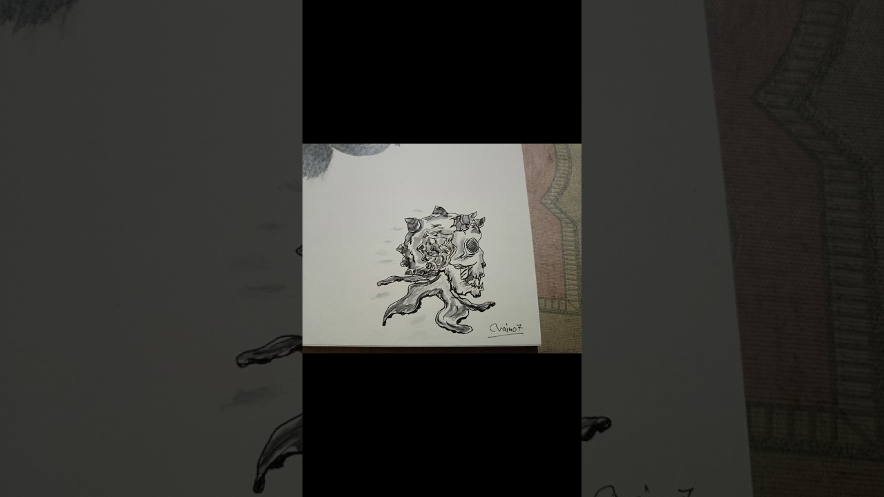 Simple lines to Crazy fantasy skull design  