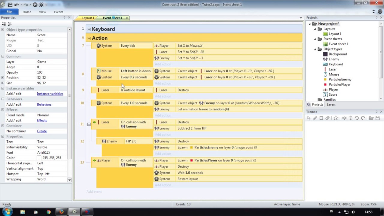3. Tutorial Construct 2 - Creating A Space Shooter Game (Particle ...