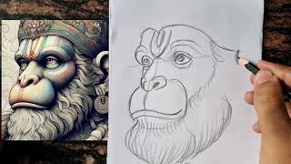 How to draw Lord Hanuman ji Drawing || Easy Hanumanji drawing