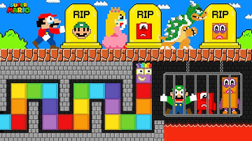 R I P Luigi & Numberblocks, Mario and Peach vs Numberblocks Snake Calamity!