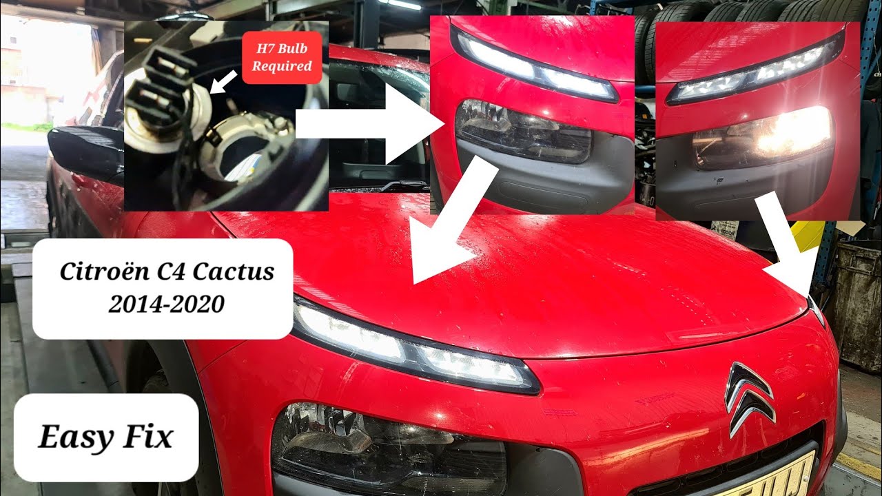 how to change Low Beam Bulb on Citroën C4 Cactus headlight dippedbulb YouTube