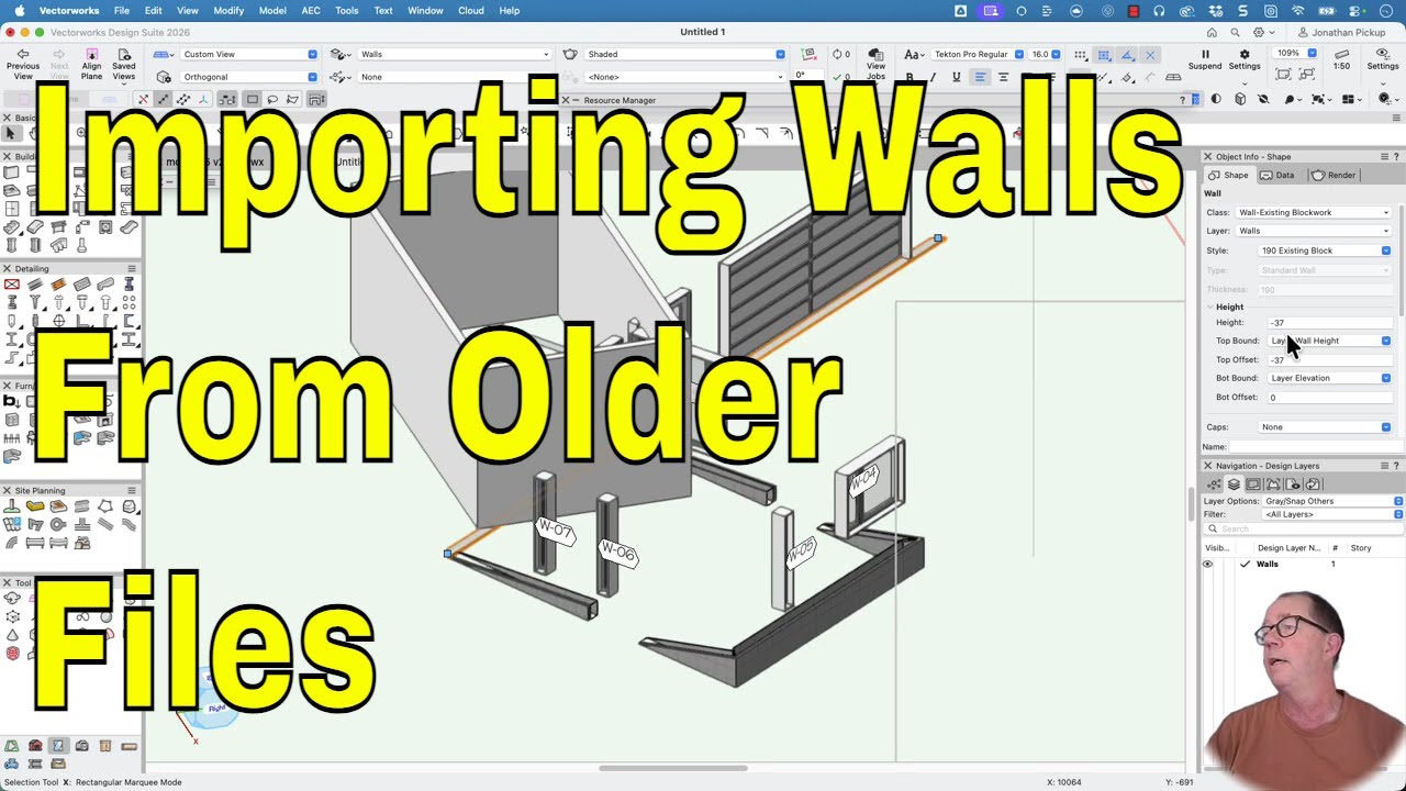 Importing Walls From Older Files Into Vectorworks 2026 - YouTube