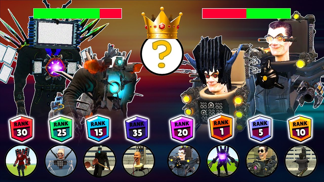 Skibidi Toilet Tournament Brawl Stars Rank Up with HEALTHBARS | Team TV Man vs Team Skibidi Toilets