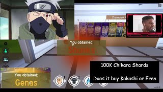 Rolling For Kakashi and Eren with 100K Chikara Shards (Anime Fighting Simulator) Roblox