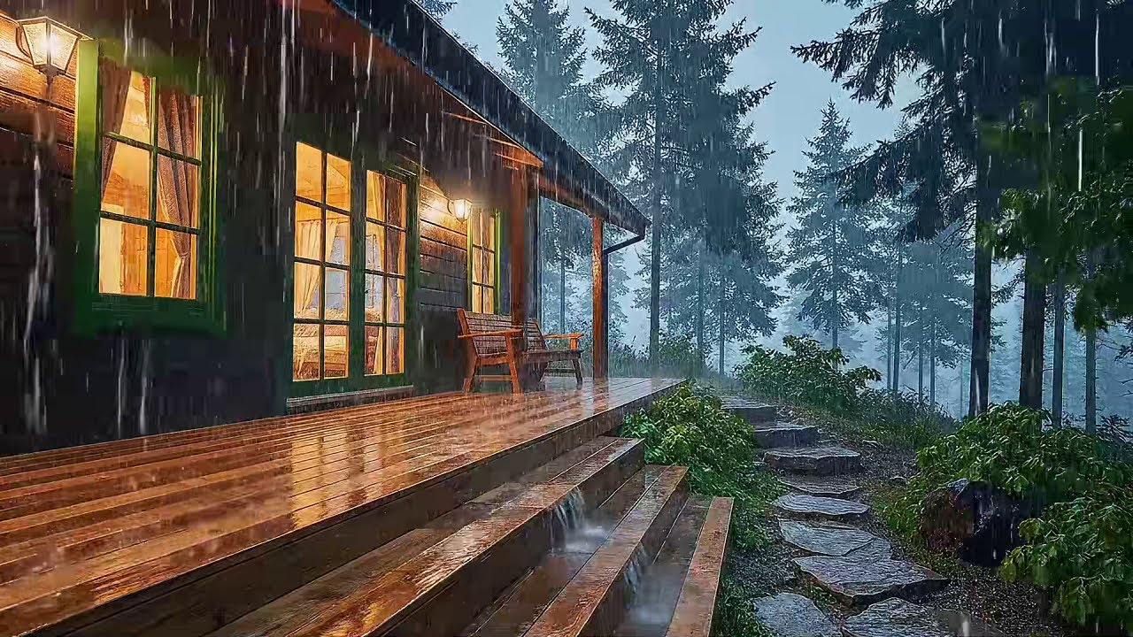 Cozy Cabin Rain ASMR Gentle Window Rain _ Distant Thunder for Sleep ...