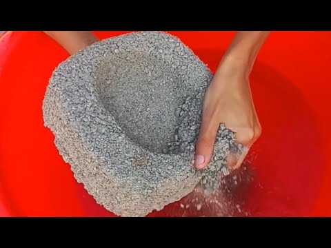 Black concrete square Pots crumbling in Water || Super relaxing and satisfying #asmr