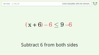 X6 Less Than Or Equal To 9  Solve Linear Inequalities With One Unknown
