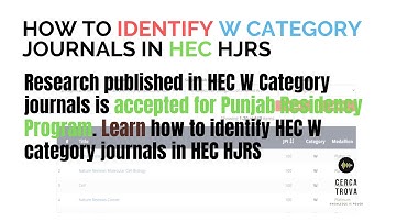 Identifying Impact Factor Journals for CIP / PRP Publications | HEC W category Journals | HEC HJRS