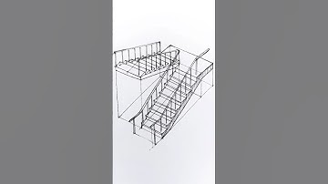🔸️How to Draw U-shape Stairs in Isometric #perspectivedrawing #architecturedesign #drawing