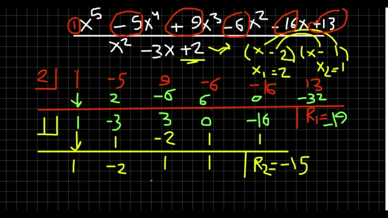 القسمة التركيبية و المطولة عندما يكون المقسوم عليه من الدرجة الثانية