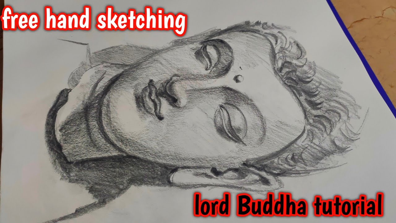 free hand sketching/ how to draw lord Buddha/ for beginners/ outline tutorial/ by Mohit sharma