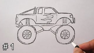 How to draw a Monster Truck Easy - Part #1