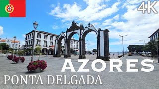 Ponta Delgada 4K, São Miguel Island, Azores, Portugal - Walking Tour - July 2023