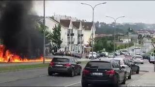 BMW desportivo arde e pega fogo na cidade de Viseu!