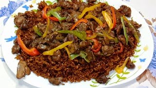 طريقه عمل الأرز بالخلطه بالكبد والقوانص والطعم يجننننن ?❤️??