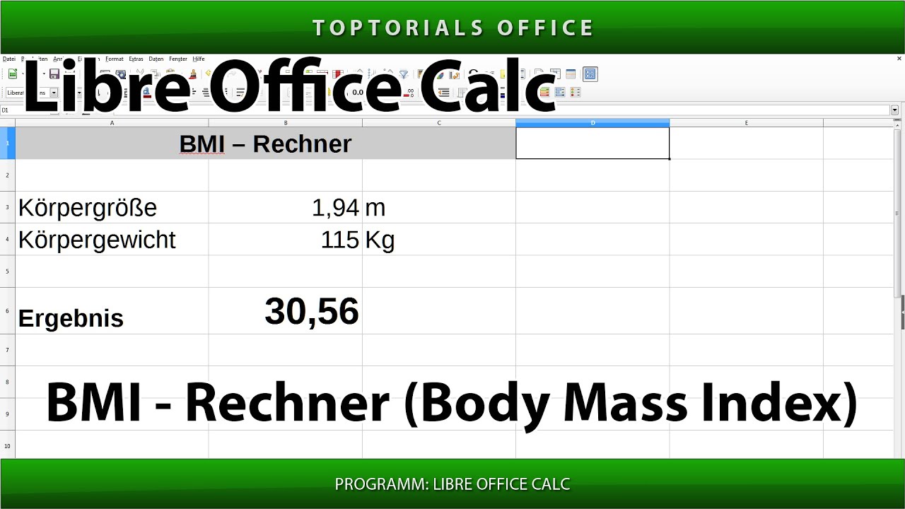 Eigenen Bmi Rechner Erstellen Body Mass Index Libreoffice Calc