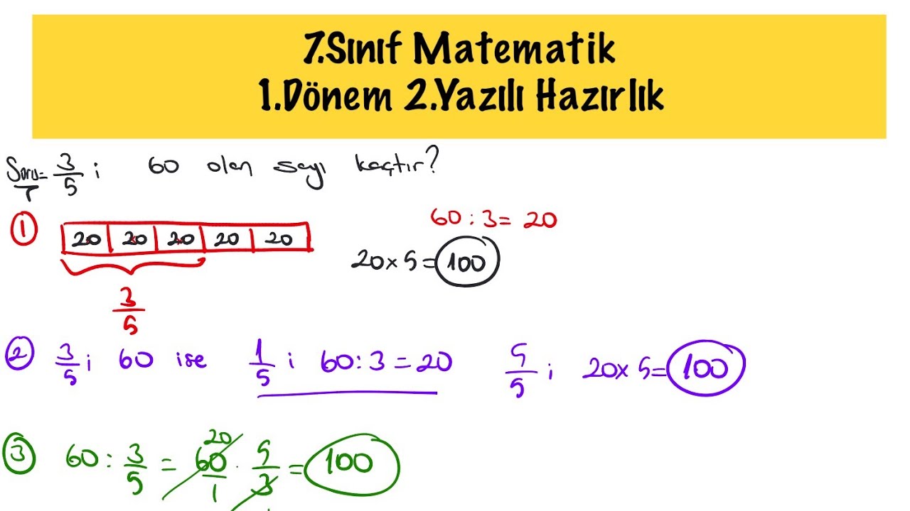 7.sınıf Matematik Yazılı Hazırlık / 1.dönem 2.yazılı hazırlık 