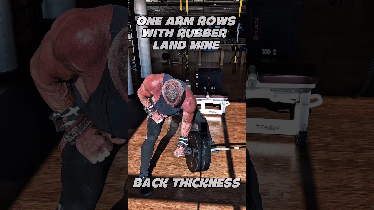 RUBBER LAND MINE ONE ARM ROWS #workout #motivation #muscle #workouttips #musclefitness