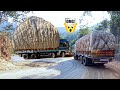 OMG : How DANGEROUS is it to drive with such a LOAD | Truck Driving Skills On Ghat | Trucks In Mud