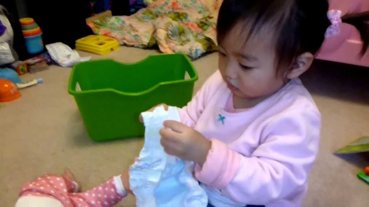 Baby and her baby doll how to take care of a baby YouTube