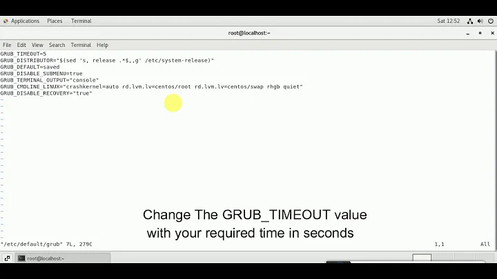 How to Change the Grub timeout value in Centos 7 or RHEL7