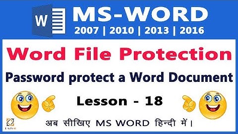 MS Word Tutorial in HINDI - Protect Word Document with a Password