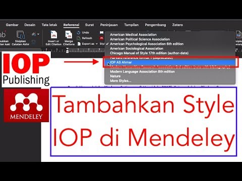 Menambahkan Style Referensi IOP pada Mendeley