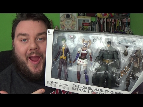 DC Comics Arkham Asylum Joker Harley Batman Scarecrow 4 Pack DC Collectibles Action Figure Review