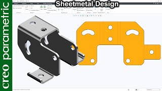 Sheet metal tutorial | Flat & flange wall, Planar & extrude wall (Bracket 1) in Creo Parametric