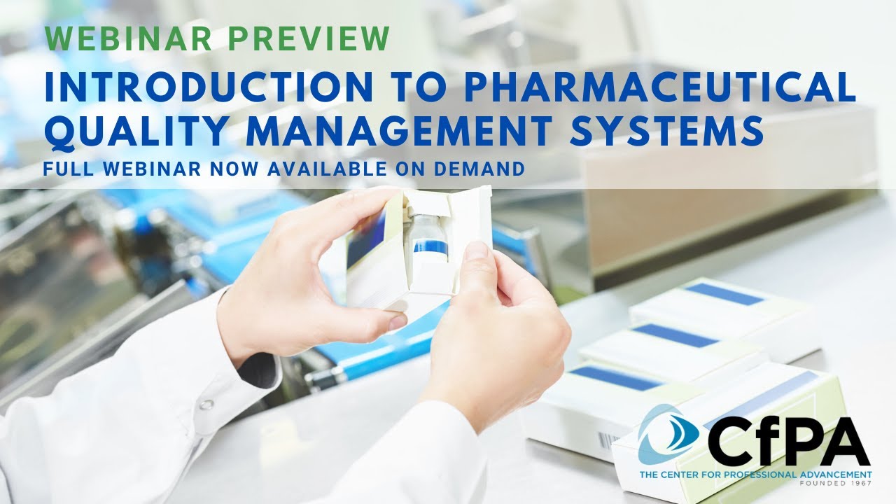 PREVIEW Introduction to Pharmaceutical Quality Management Systems A