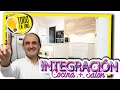 😵 Cocina ABIERTA AL SALON Blanco y Madera con Península y Dekton Opera
