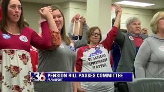 Teachers spar with lawmakers as pension bill passes committe