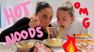 TRYING THE SPICIEST NOODLES!!! | sos flames ad | Sophia and Cinzia