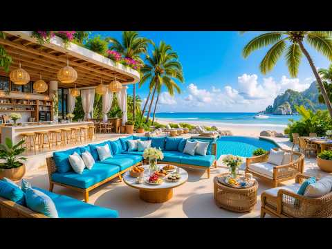 Morning Jazz at a Seaside Coffee Shop🧉 Happy Bossa Nova Jazz & Gentle Wave Sounds to Relaxation