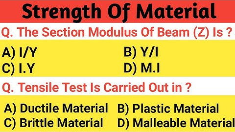 NMDC Model Paper 2021 || Top 20 Strength Of Material Objective Questions And Answer For NMDC Exams