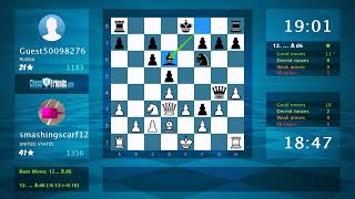 Chess Game Analysis: smashingscarf12 - Guest50098276, 1-0 (By ChessFriends.com)