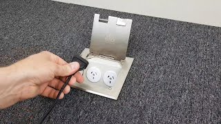 Shallow Floor Outlet Box 2 Power Stainless Steel Flush 145 Series video