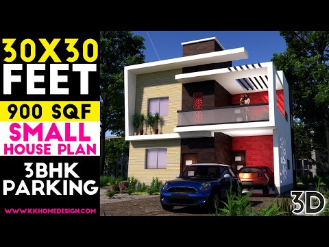 30x30 Feet Morden House Plan 3BHK || 900 SQFT Home Design With Car Parking Plan#44