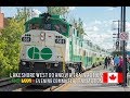 4k  rush hour go  via rail trains along the oakville subdivision  exhibition and mimico stations